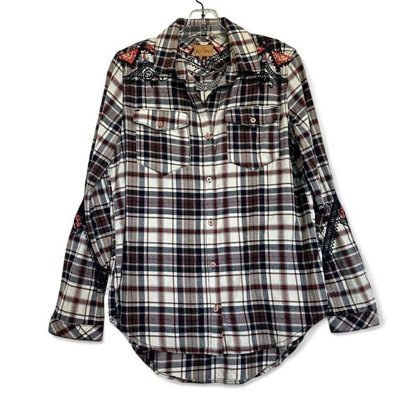 Driftwood Embroidered Sam Button-Down Shirt M Boho Western Cowgirl Southwestern - Picture 1 of 14
